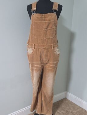 BiBi Brown Corduroy Overall Detail with Branded Label